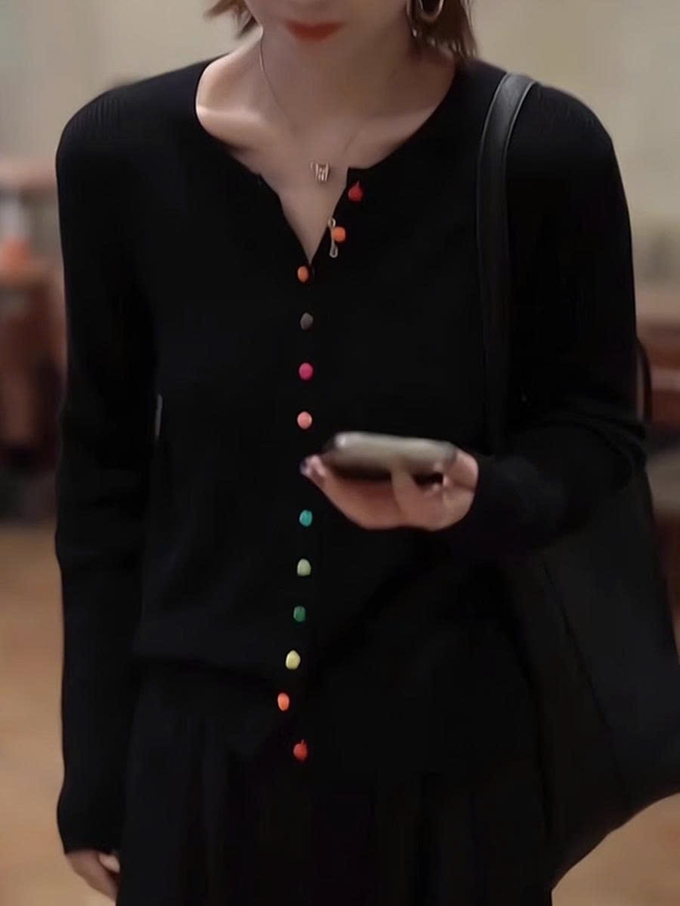 Áo len cardigan dệt kim tay dài – Hàng Châu Âu cao cấp đầu thu 2025 D246250