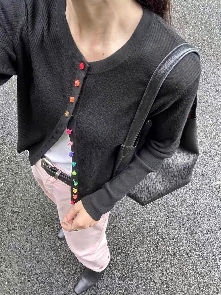 Áo len cardigan dệt kim tay dài – Hàng Châu Âu cao cấp đầu thu 2025 D246250