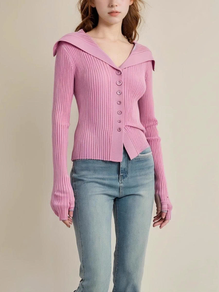 Áo len dệt kim nữ màu hồng – Thu Đông D258250