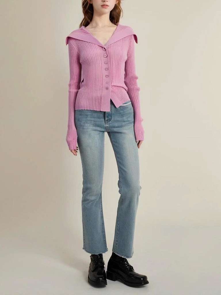 Áo len dệt kim nữ màu hồng – Thu Đông D258250