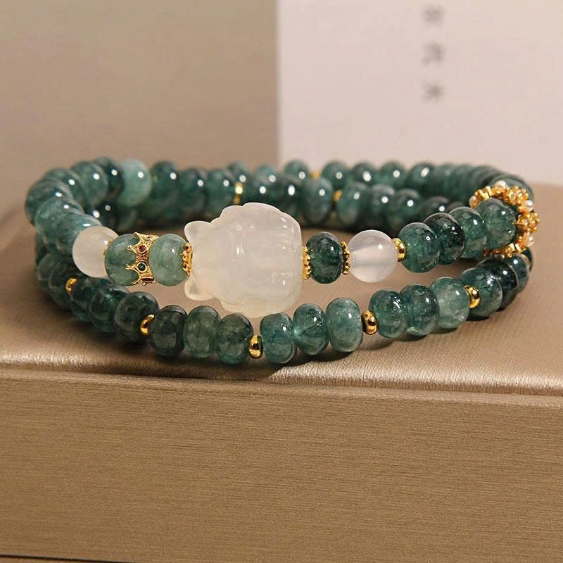 Vòng tay pha lê hình tròn ngọc bích nước xanh tự nhiên - Vòng tay đá mã não sáng bóng sang trọng TS148250