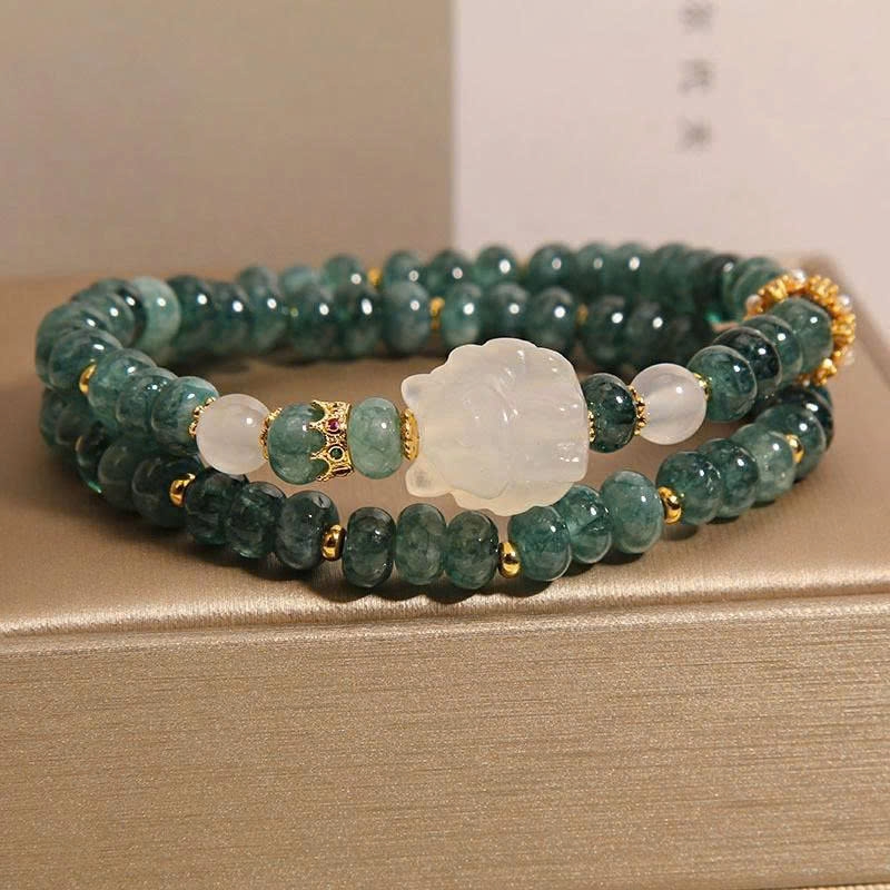 Vòng tay pha lê hình tròn ngọc bích nước xanh tự nhiên - Vòng tay đá mã não sáng bóng sang trọng TS148250