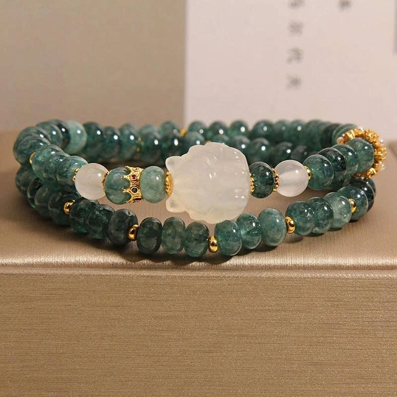 Vòng tay pha lê hình tròn ngọc bích nước xanh tự nhiên - Vòng tay đá mã não sáng bóng sang trọng TS148250