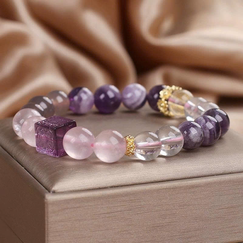 Vòng tay Cửu Hỏa màu tím – Tinh hoa thạch anh tím, may mắn & sang trọng TS149250