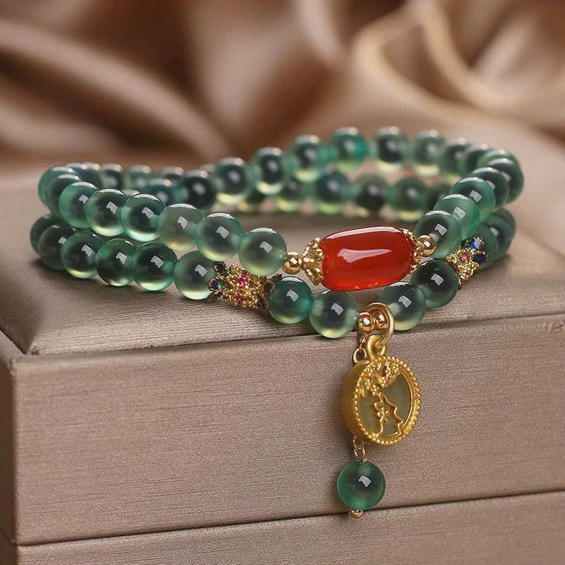 VÒNG TAY ĐÁ MÃ NÃO XANH TỰ NHIÊN HÌNH TRÁI TIM – THIẾT KẾ THỎ DỄ THƯƠNG, SANG TRỌNG VÀ TINH TẾ TS190250