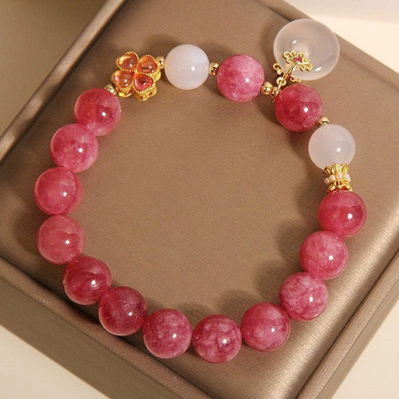Vòng tay pha lê tourmaline hồng phong cách Trung Hoa mới TS210250