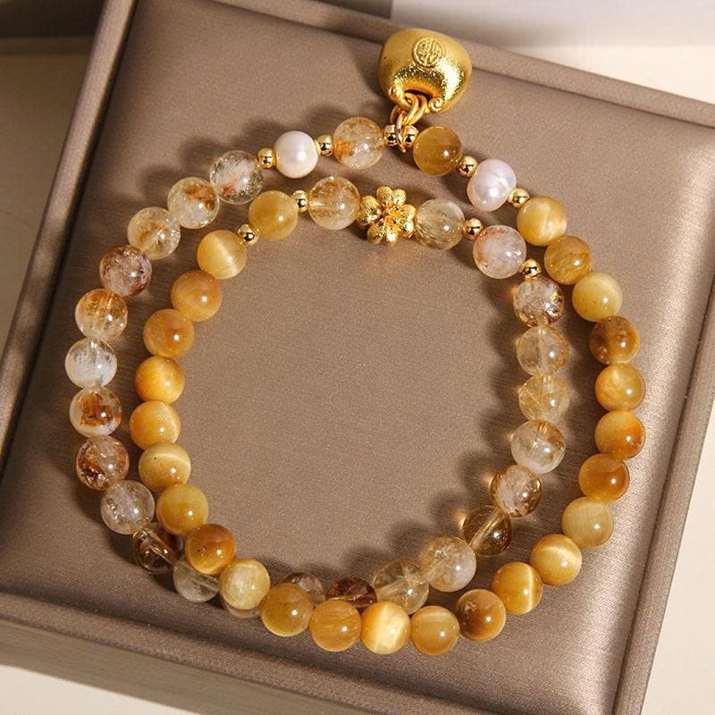 VÒNG TAY ĐÁ MẮT HỔ VÀNG PHONG CÁCH TRUNG HOA – TINH TẾ, SANG TRỌNG, MAY MẮN TS214250
