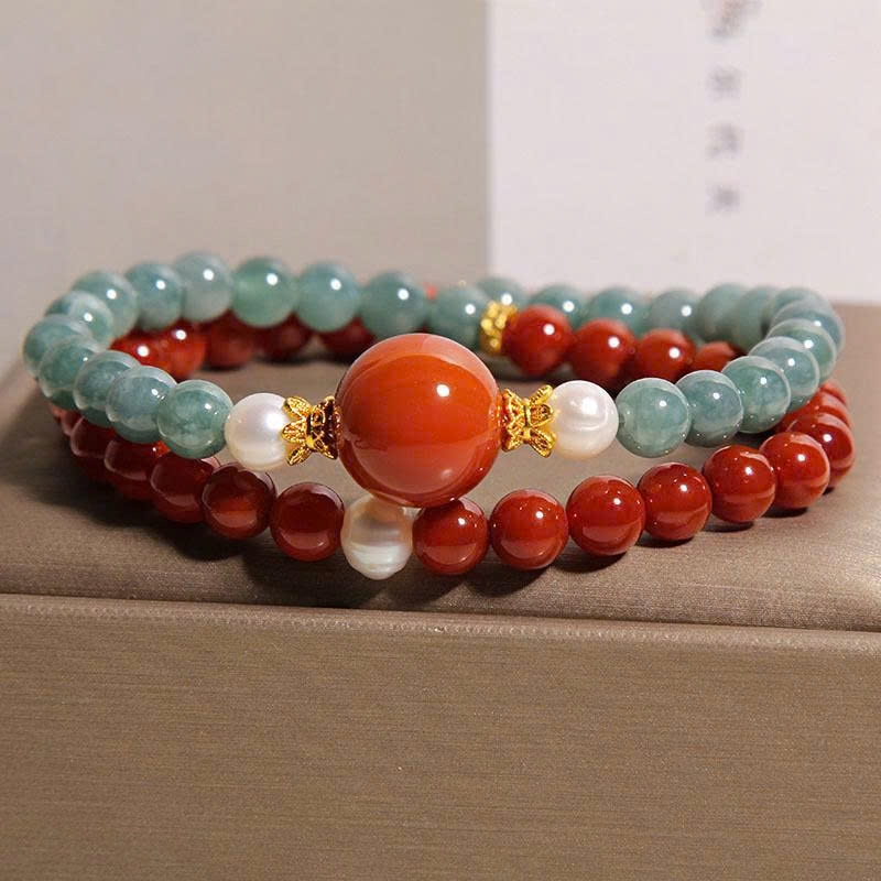 Vòng Tay Đôi Đá Mã Não Đỏ Nam Tự Nhiên – Sang Trọng, May Mắn TS217250