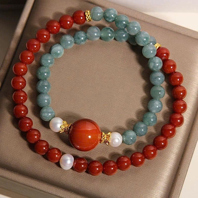 Vòng Tay Đôi Đá Mã Não Đỏ Nam Tự Nhiên – Sang Trọng, May Mắn TS217250