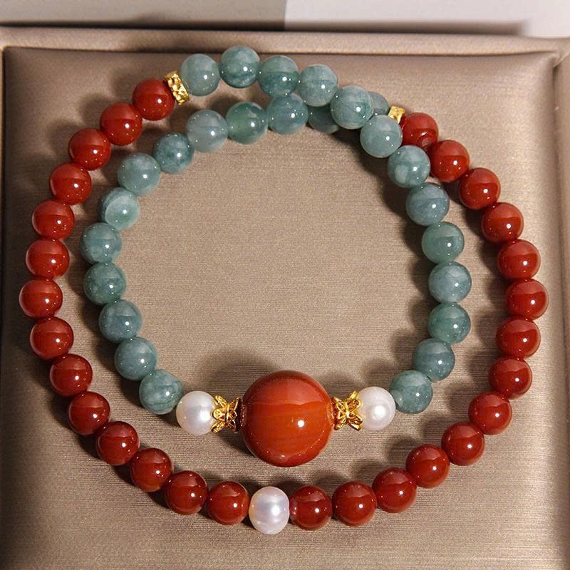 Vòng Tay Đôi Đá Mã Não Đỏ Nam Tự Nhiên – Sang Trọng, May Mắn TS217250