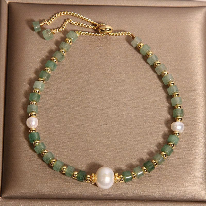 Vòng tay pha lê Aventurine xanh phong cách Trung Hoa – Vòng ngọc trai kéo ra sang trọng, tinh tế cho nữ TS223250