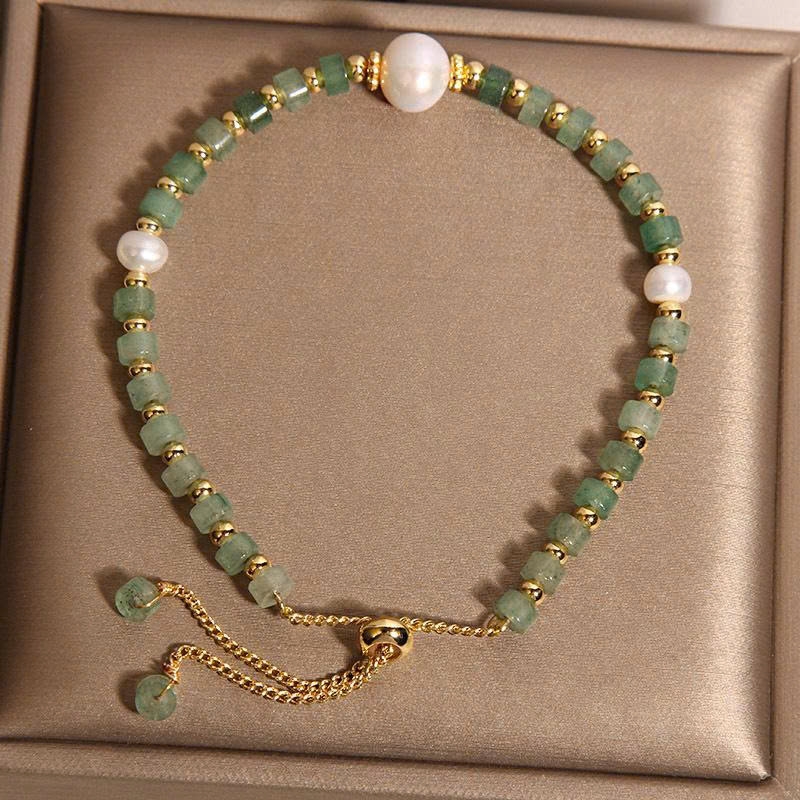 Vòng tay pha lê Aventurine xanh phong cách Trung Hoa – Vòng ngọc trai kéo ra sang trọng, tinh tế cho nữ TS223250