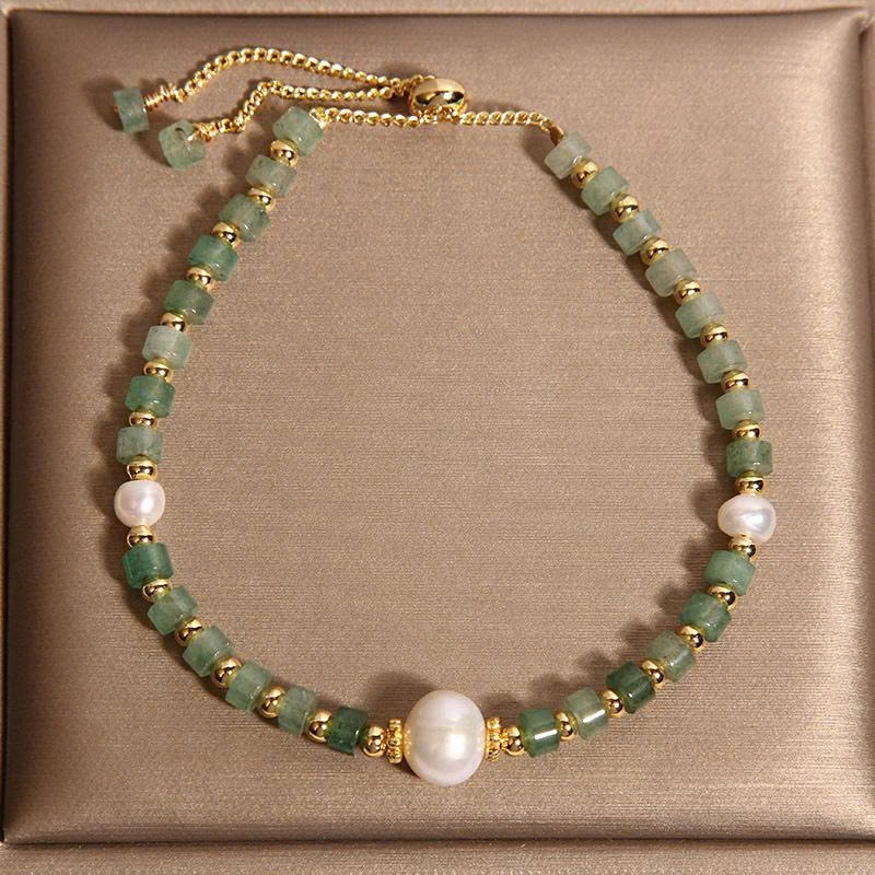 Vòng tay pha lê Aventurine xanh phong cách Trung Hoa – Vòng ngọc trai kéo ra sang trọng, tinh tế cho nữ TS223250