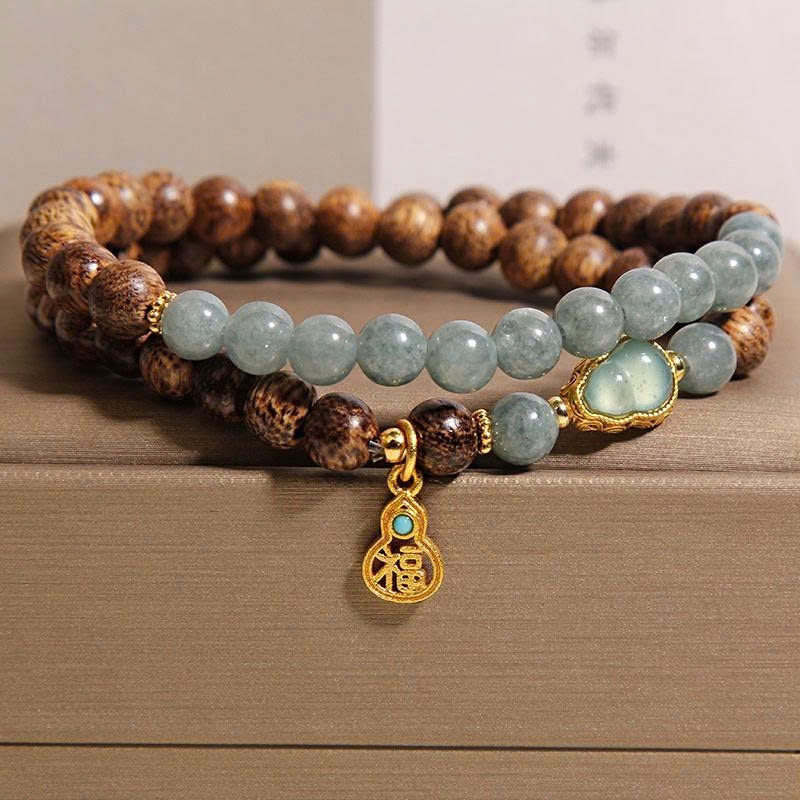 Vòng tay trầm hương đôi phong cách Trung Hoa mới – Kết hợp ngọc bích xanh cao cấp, sang trọng, tinh tế TS231250