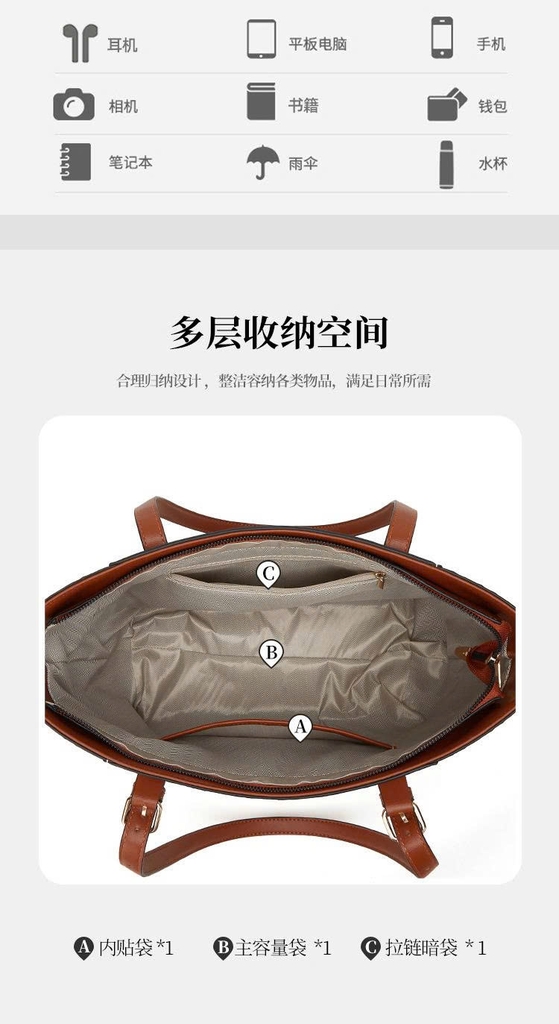 Bộ Túi Đeo Vai/Đeo Chéo Thời Trang 4 Món Thu Đông 2025 – Túi Tote Dung Tích Lớn (PU) TX281250