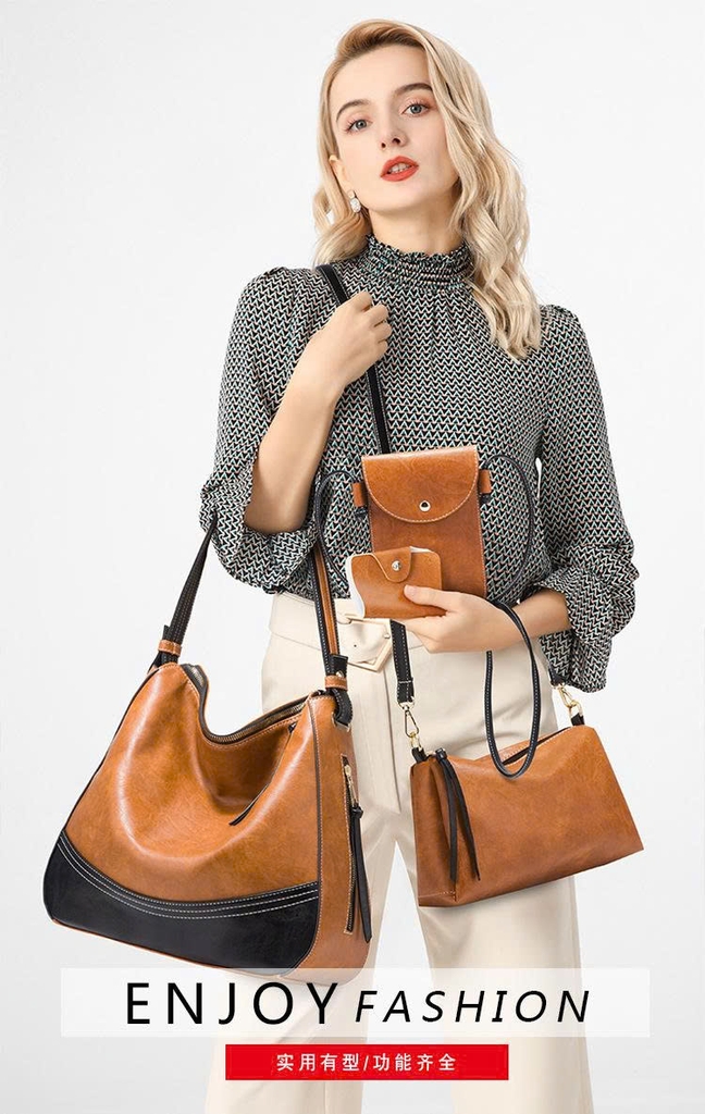 Bộ túi xách phối màu đơn giản thời trang – Phong cách Âu Mỹ mới – Bộ 4 túi đeo vai & đeo chéo – Chất liệu PU mềm mại TX304250