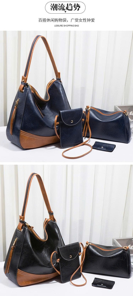 Bộ túi xách phối màu đơn giản thời trang – Phong cách Âu Mỹ mới – Bộ 4 túi đeo vai & đeo chéo – Chất liệu PU mềm mại TX304250