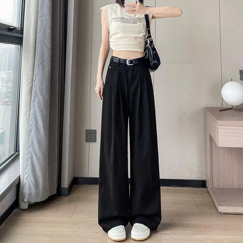 Quần JEANS Ống Rộng Cạp Cao Màu Trắng/Đen – Thiết Kế Mới Mùa Xuân QJ007260