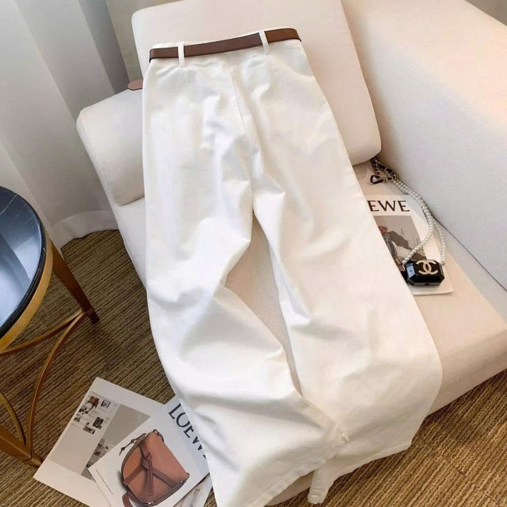 Quần JEANS Ống Rộng Cạp Cao Màu Trắng/Đen – Thiết Kế Mới Mùa Xuân QJ007260