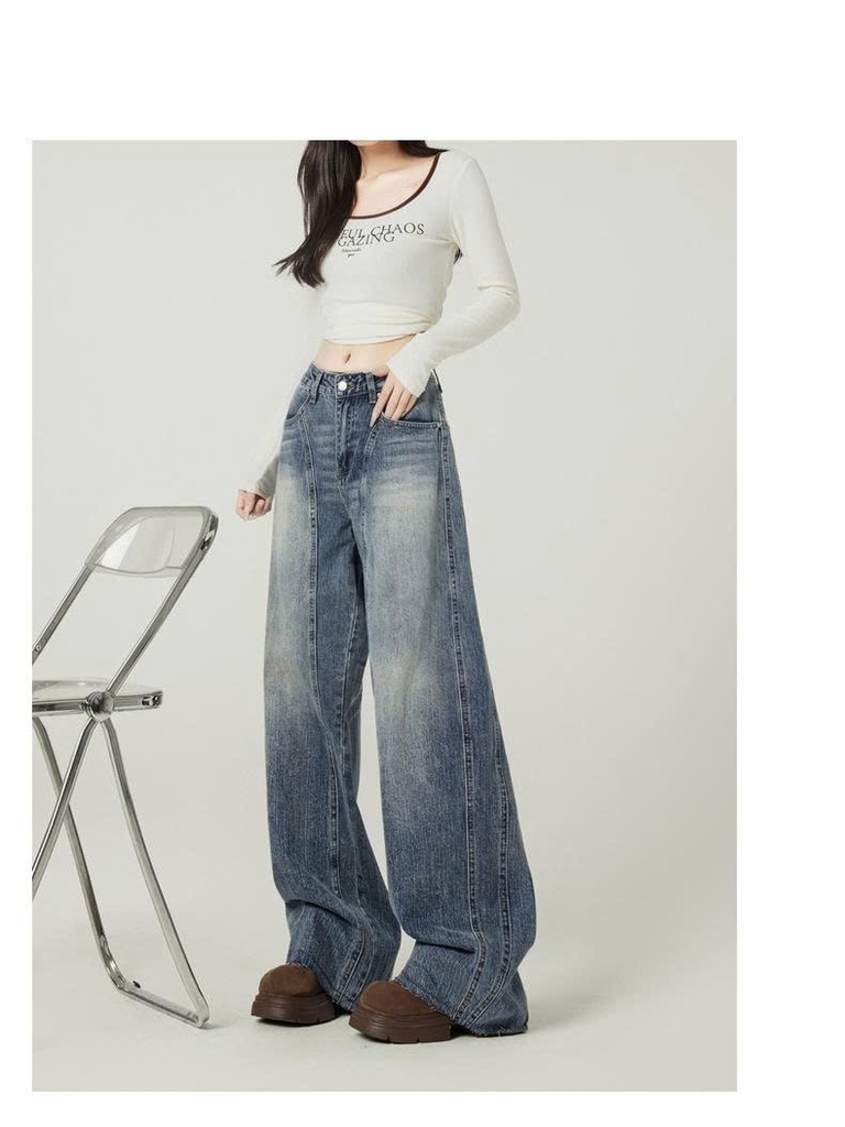 Quần Jean Ống Rộng Xanh Lam Retro – Phong Cách Đường Phố 2026 QJ009260