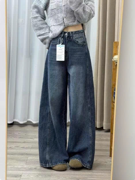 Quần Jeans Ống Rộng Dáng Suông Xanh Dương Cổ Điển – Cạp Cao Tôn Dáng QJ003260