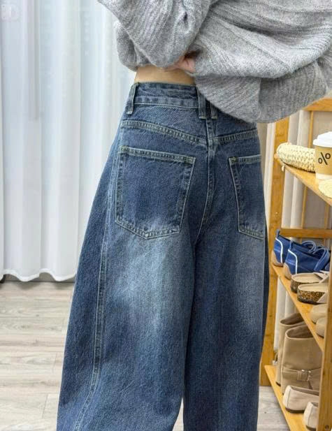 Quần Jeans Ống Rộng Dáng Suông Xanh Dương Cổ Điển – Cạp Cao Tôn Dáng QJ003260