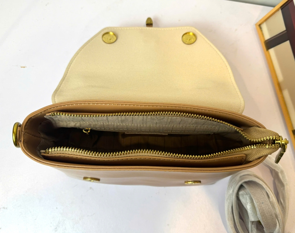 Túi Xách Tay Phối Màu Kem- Nâu Vintage TXL05