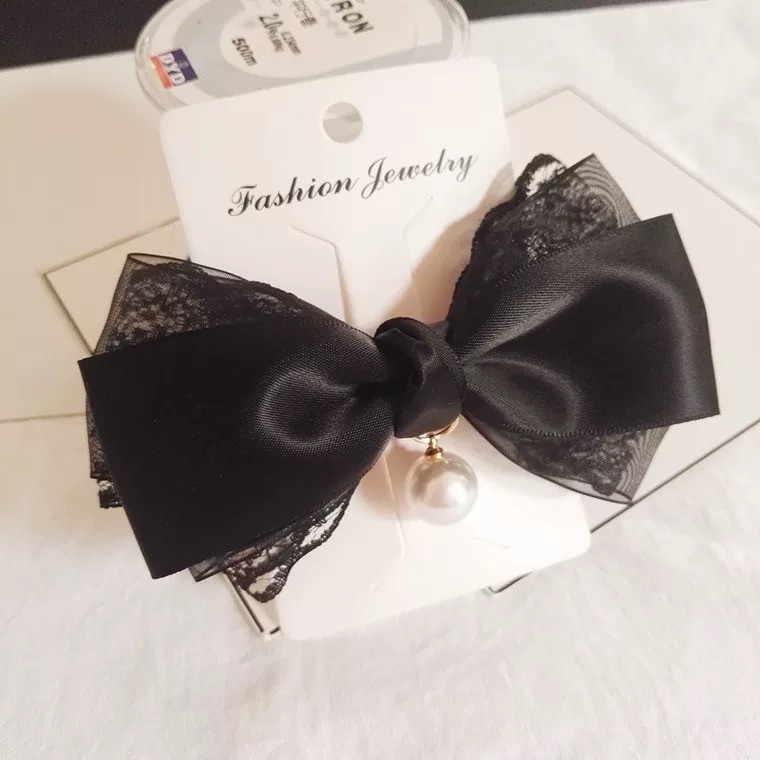 Kẹp tóc nơ đen xinh đính ngọc ❤️Kẹp Nơ Tiểu Thư❤️Búi tóc /Hoa cài Tóc Đẹp/ Làm đẹp mái tóc / Phụ kiện cho nữ/ TRANG ĐIỂM