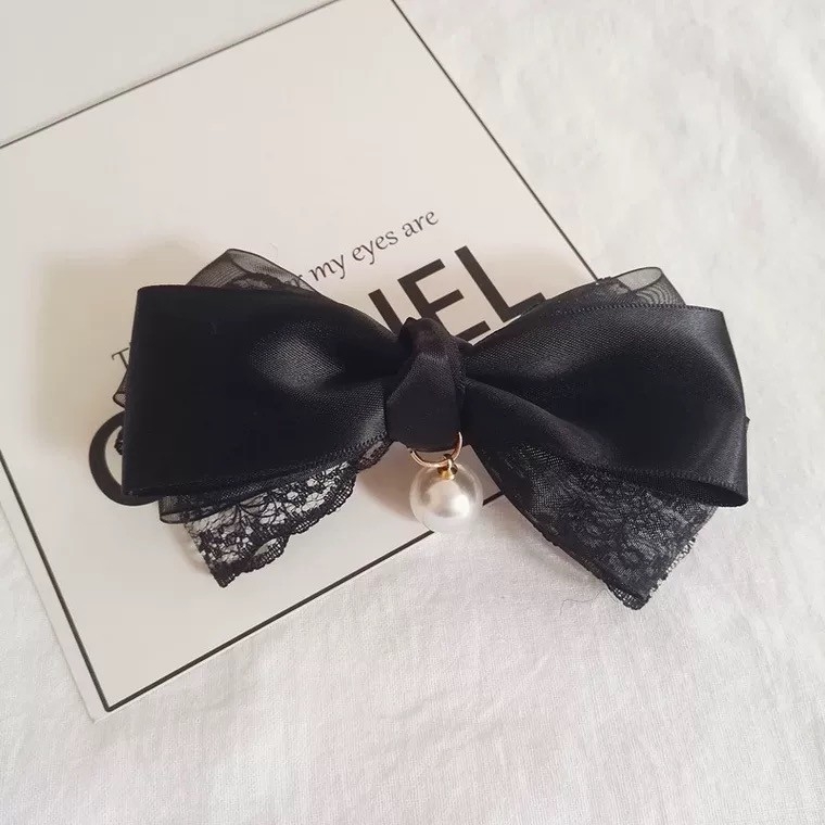 Kẹp tóc nơ đen xinh đính ngọc ❤️Kẹp Nơ Tiểu Thư❤️Búi tóc /Hoa cài Tóc Đẹp/ Làm đẹp mái tóc / Phụ kiện cho nữ/ TRANG ĐIỂM