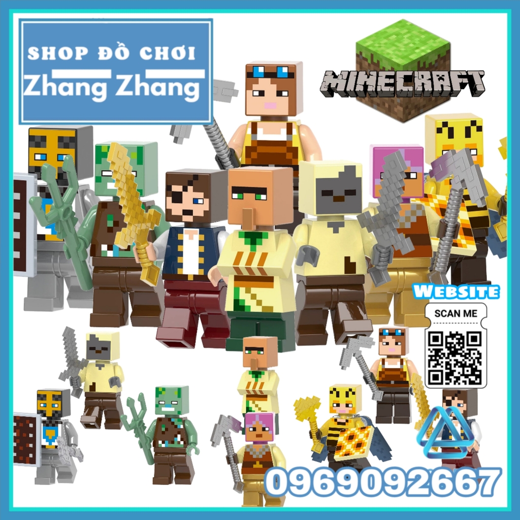 Xếp hình các nhân vật Minecraft - Desert Villager - Drowned - Husk ...