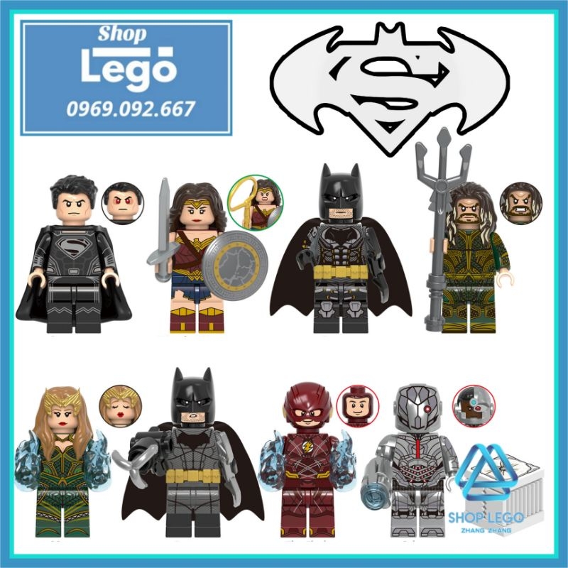 Xếp hình siêu anh hùng Superman - Wonder Woman - Batman - Aquaman - Mera -  Flash - Cyborg Lego Minifigures Xinh X0312 | Shop Lego Zhang Zhang