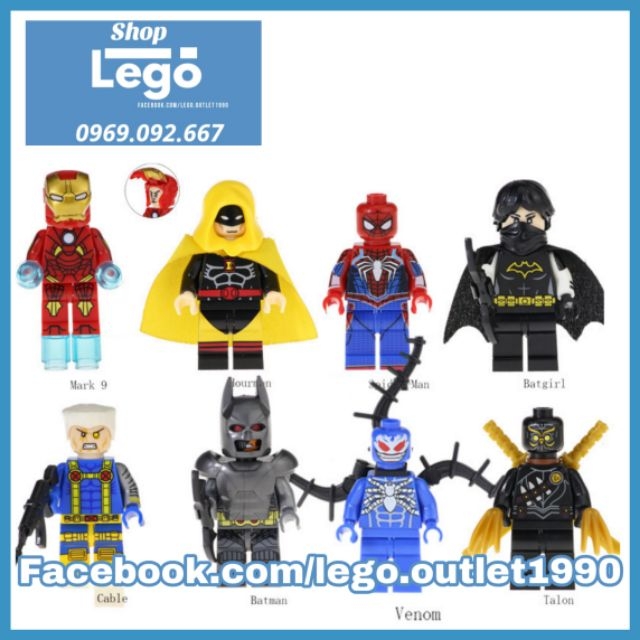 Xếp hình Hourman - Spider-man - Batgirl - Cable - Batman - Venom - Talon  Lego Minifigures Kopf Kf6051 | Shop Lego Zhang Zhang