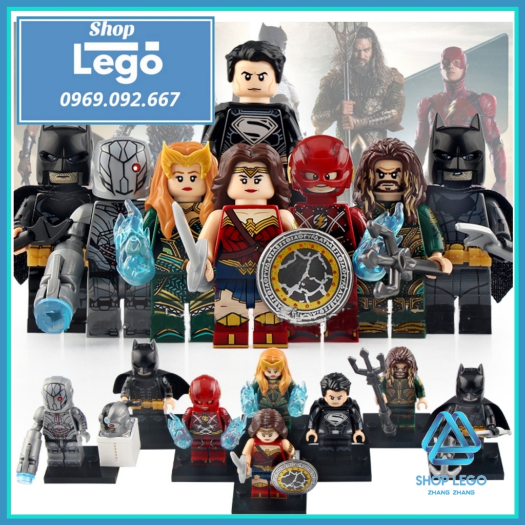 Xếp hình siêu anh hùng Superman - Wonder Woman - Batman - Aquaman - Mera -  Flash - Cyborg Lego Minifigures Xinh X0312 | Shop Lego Zhang Zhang