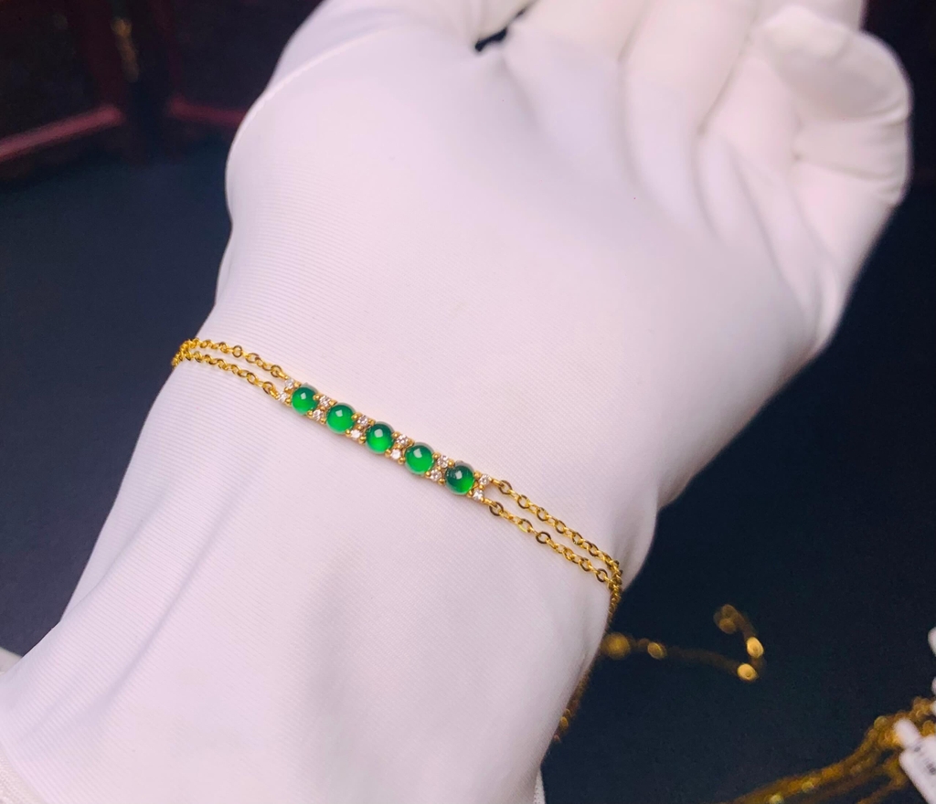 Lắc tay Phỉ thuý xanh Vip