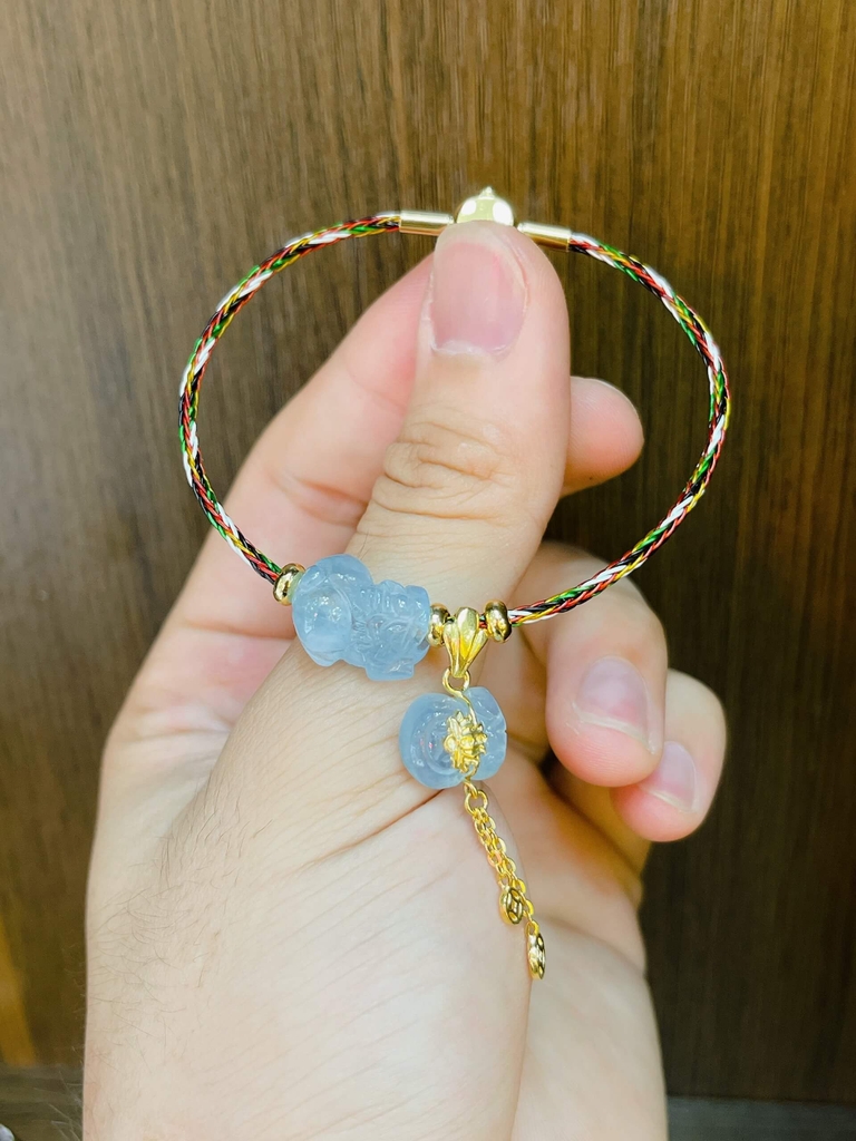 Vòng tay Tỳ hưu Aqua mix túi tiền