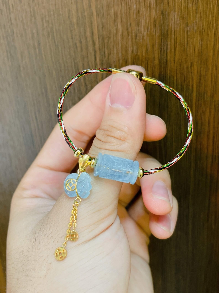 Vòng tay Lu thống khắc iim tiền mix charm túi tiền