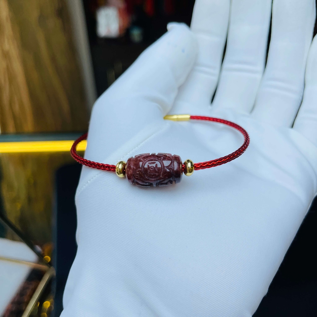 Lu thống khắc kim tiền Thạch anh tóc đỏ