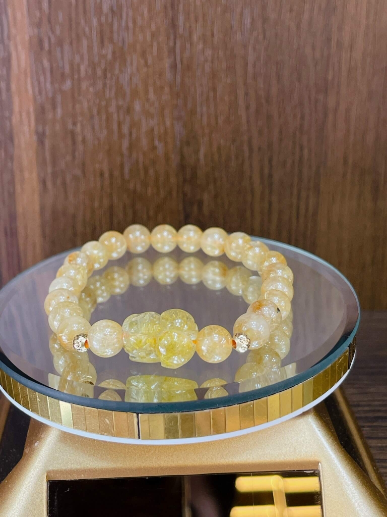 Vòng Thạch anh tóc vàng mix Tỳ hưu tóc vàng