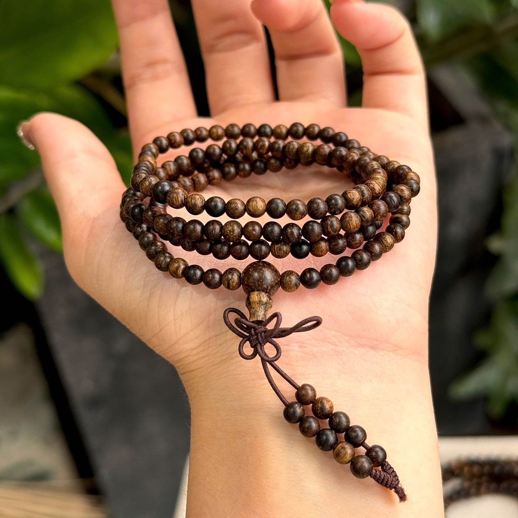 Chuỗi Trầm Dó dây 108 Hạt (4li) – Tinh Hoa Đất Trời & An Nhiên Tâm Hồn