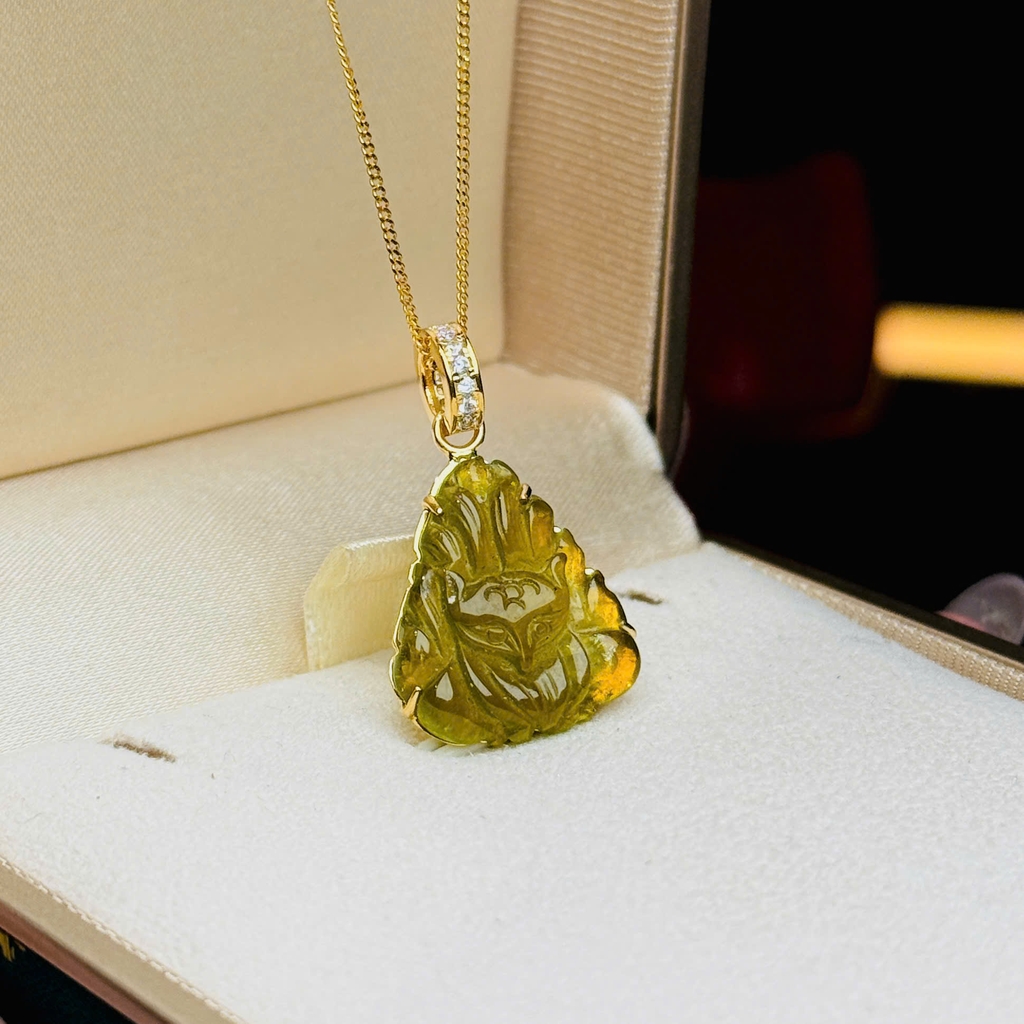 Mặt Dây Hồ Ly Chúa Tourmaline Vàng 10K – Linh Vật Chiêu Tài & Khởi Sắc Tình Duyên