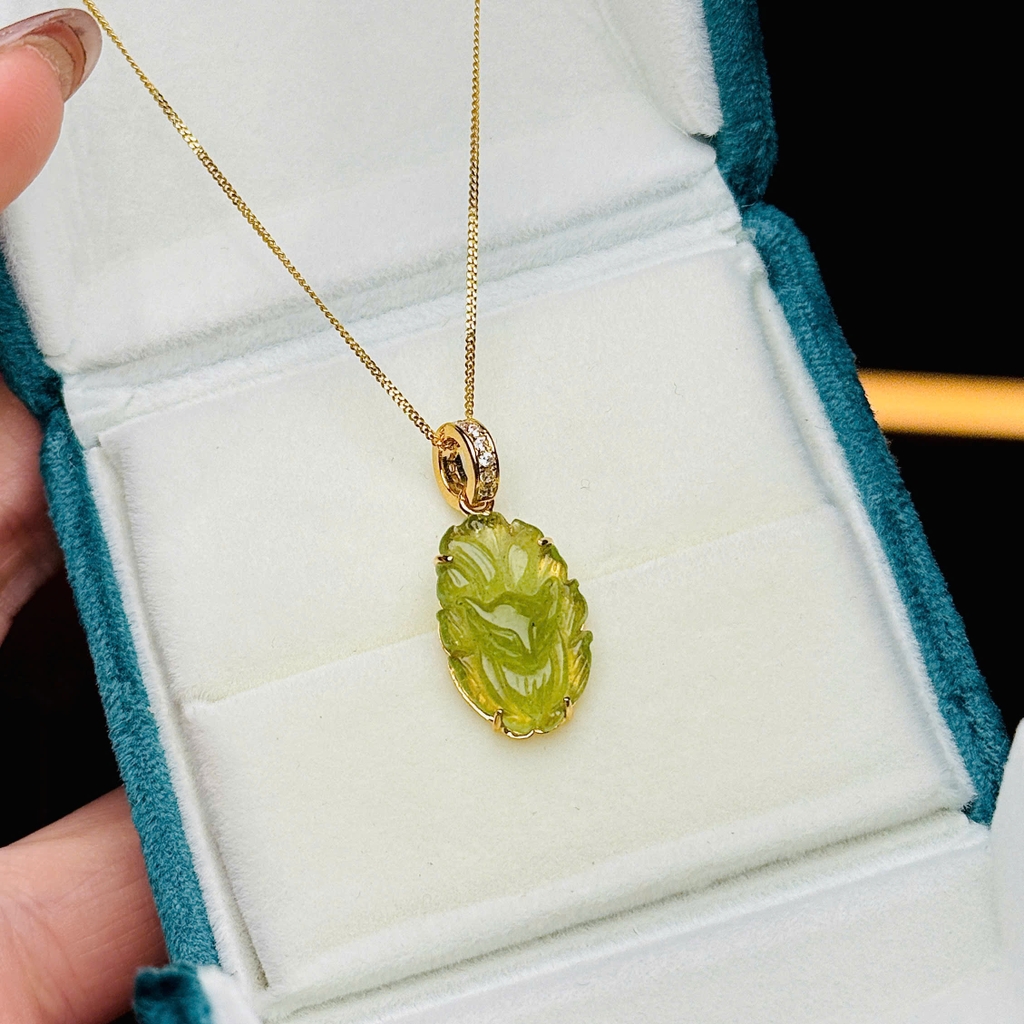 Mặt Dây Chuyền Hồ Ly Chúa Tourmaline Vàng 10K – Linh Vật Chiêu Tài & Hộ Mệnh
