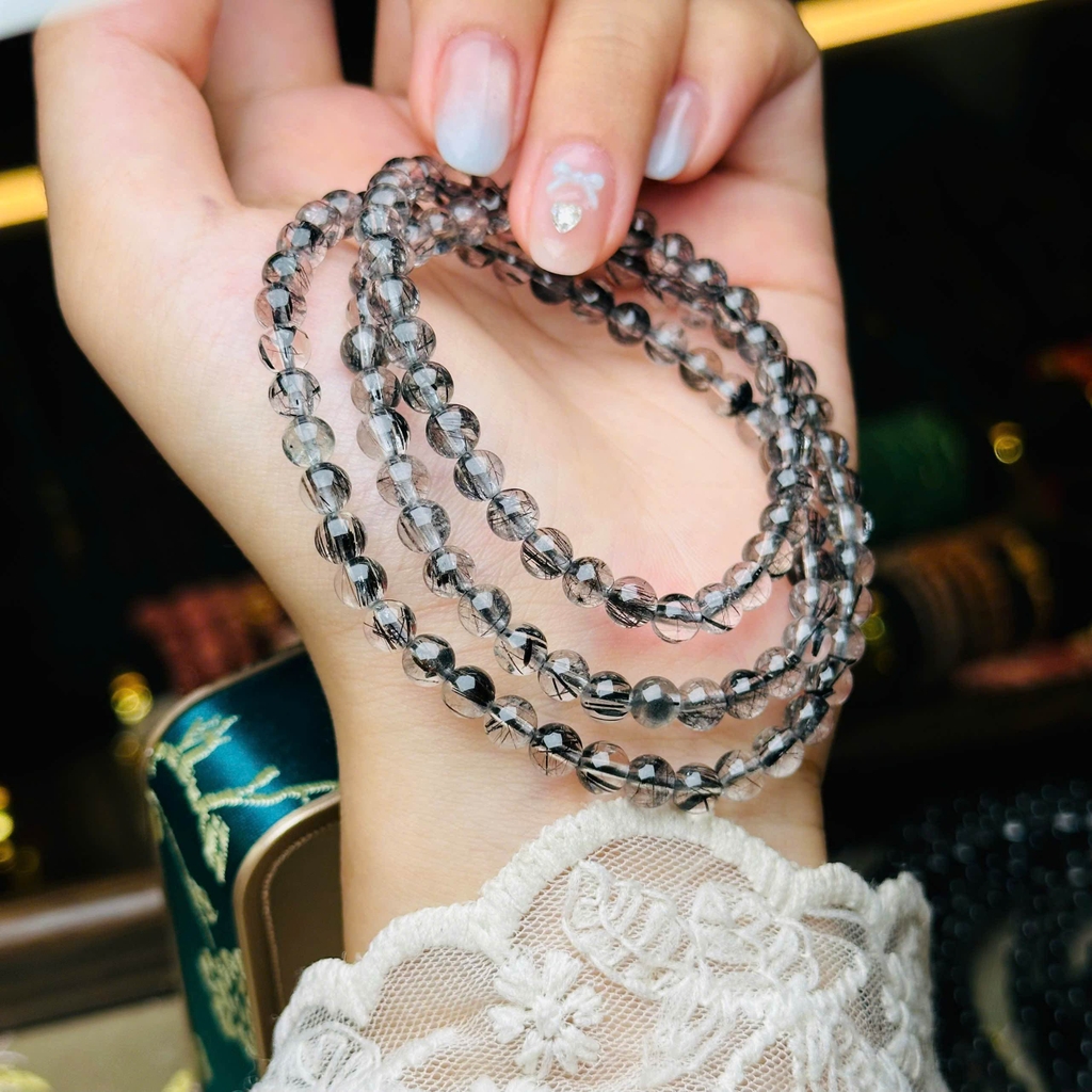 Vòng Tay Thạch Anh Tóc Đen 5mm – Quyền Năng & Sự Huyền Bí