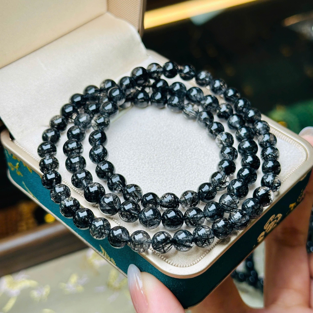 Chuỗi Thạch Anh Tóc Đen 7mm – Quyền Năng & Sự Huyền Bí