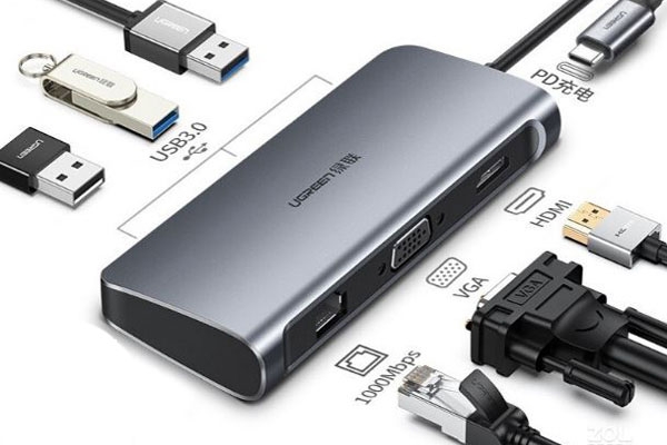 Ugreen 60557 - Cáp USB Type C to HDMI, VGA, Lan, USB 3.0, USB C
