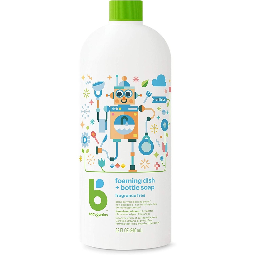 Nước rửa bình sữa Babyganics Chai refill 946ml | DuKaKids