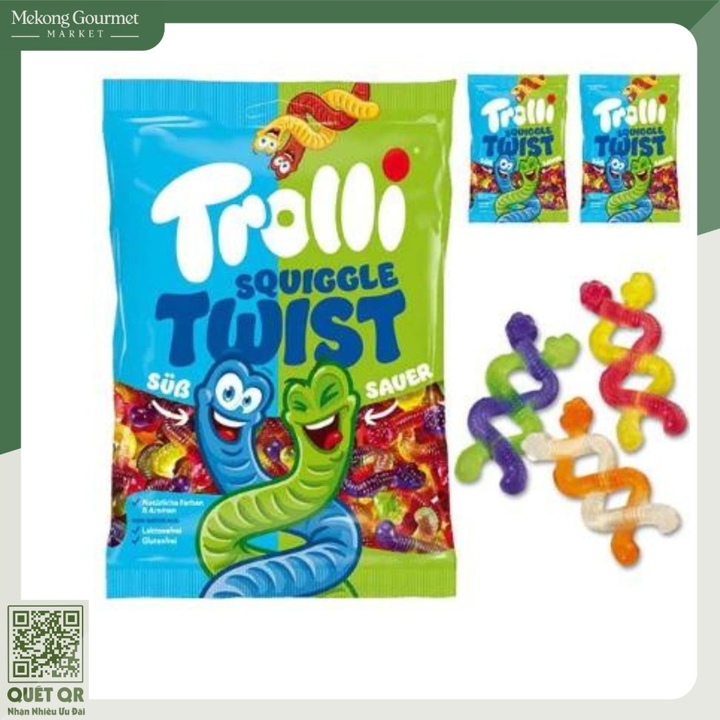 Kẹo dẻo hình sâu sinh đôi Trolli Squiggles Twist 100g | MEKONG ...