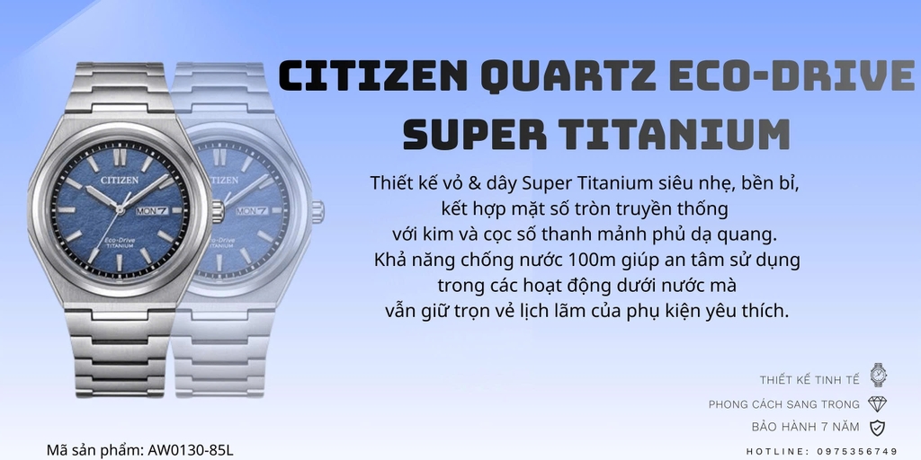 Citizen Quartz Eco-Drive Super Titanium AW0130-85L