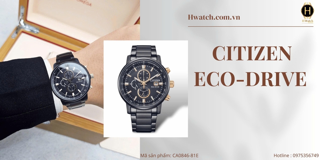  Citizen Quartz Eco-drive Chronograph Tachymeter CA0846-81E