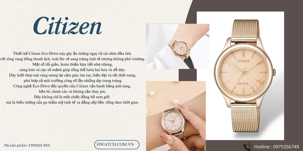  Citizen Quartz Eco-Drive EM0503-83X