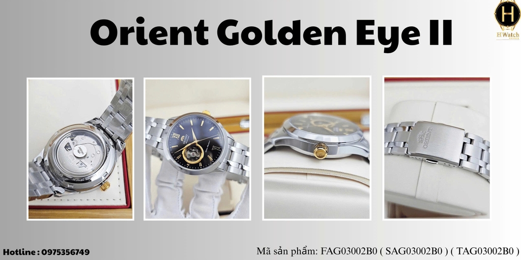 Orient Automatic  Golden Eye II FAG03002B0 ( TAG03002B0 ) Dây Thép Trắng Mặt Đen.